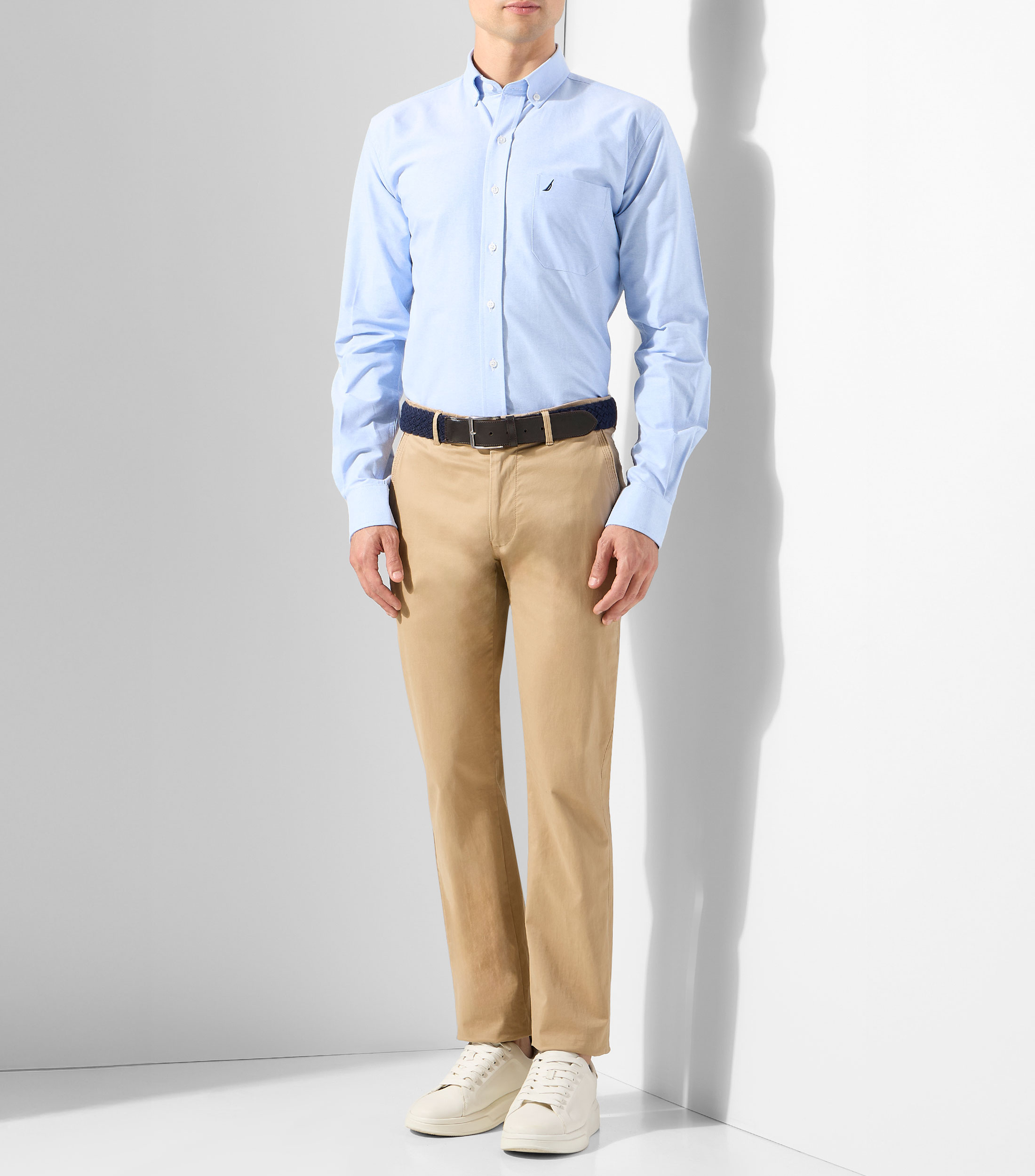 Camisa lisa con manga larga Hombre